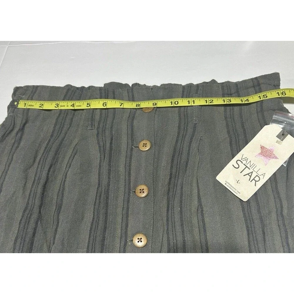 Vanilla Star Women's Striped Paperbag Waist Skirt Size Large NWT